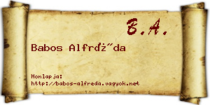Babos Alfréda névjegykártya